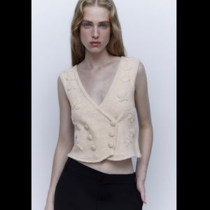 NWT ZARA EMBROIDERED KNIT VEST